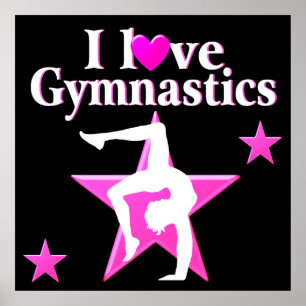 AFFICHE JOLIMENT ROSE J'AIME LE DESIGN GYMNASTIQUE