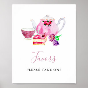 Affiche Jolis cadeaux de fête prénuptiale thé rose signe