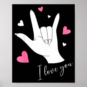Affiche Jolis cœurs de la Saint-Valentin Je t'aime Signe d