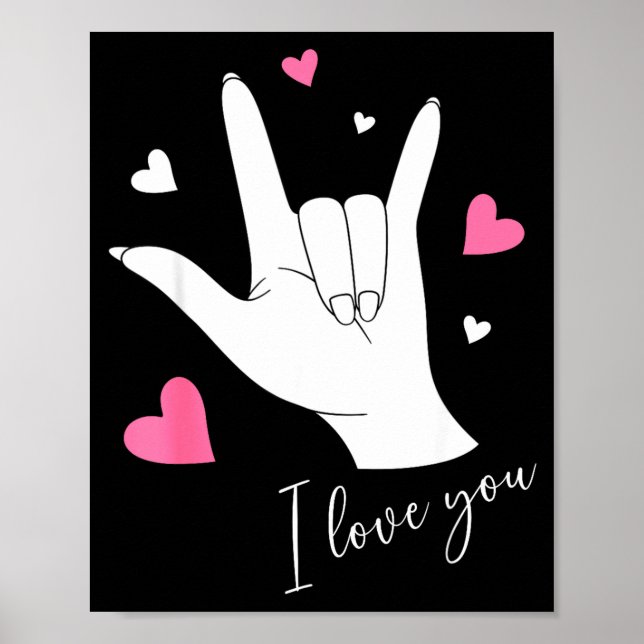 Affiche Jolis cœurs de la Saint-Valentin Je t'aime Signe d (Devant)