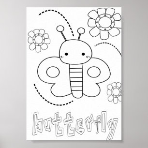 Affiche Jolis coloriages de bugs papillons
