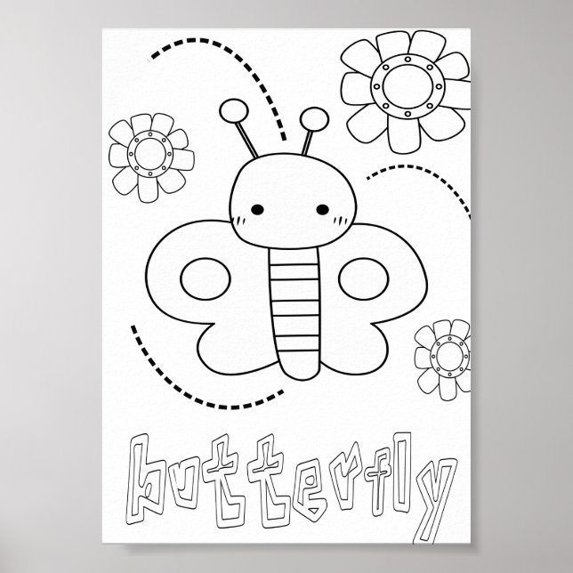 Affiche Jolis coloriages de bugs papillons (Devant)