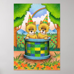 Affiche Jolis jumeaux renards.