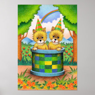 Affiche Jolis jumeaux renards.
