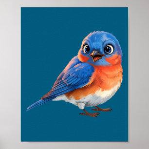Affiche Jolis Merlesbleus de l'Est Amoureux des Oiseaux