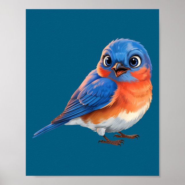 Affiche Jolis Merlesbleus de l'Est Amoureux des Oiseaux (Devant)