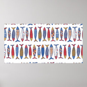 Affiche Jolis poissons. Fond pour enfants. Motif sans cout