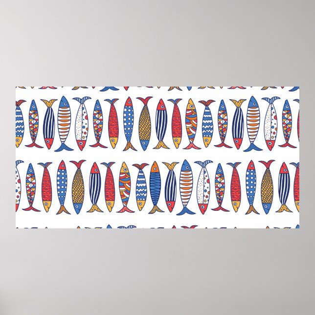 Affiche Jolis poissons. Fond pour enfants. Motif sans cout (Devant)