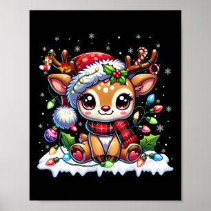 Affiche Jolis Renne Santa Noël Xmas Filles Femmes Enfant