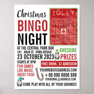 Affiche Jolly Christmas, Bingo Night Publicité