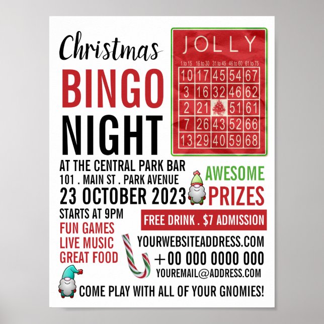Affiche Jolly Christmas, Bingo Night Publicité (Devant)