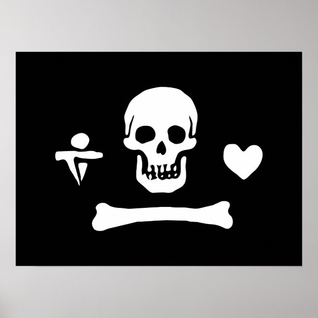 Affiche Jolly roger du drapeau de Stede Bonnet Pirate (Devant)