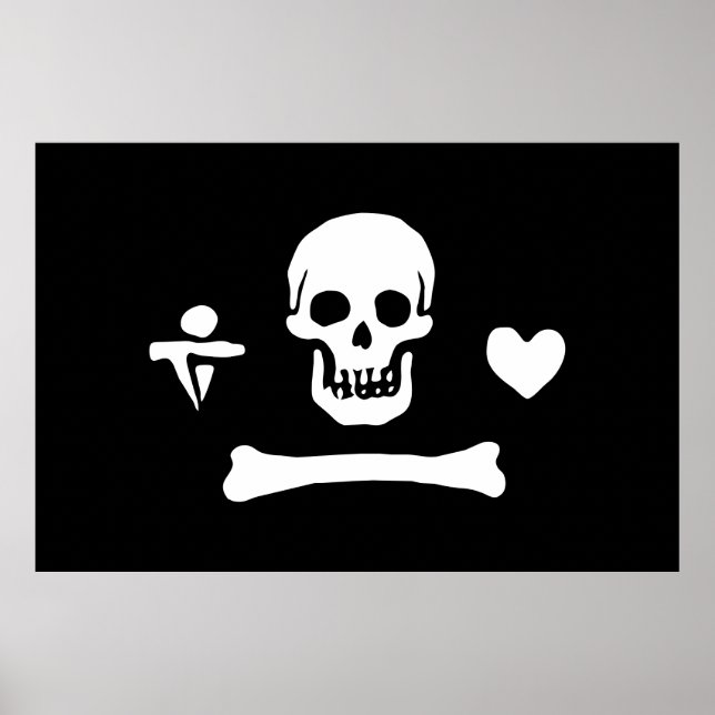 Affiche Jolly roger du drapeau de Stede Bonnet Pirate (Devant)