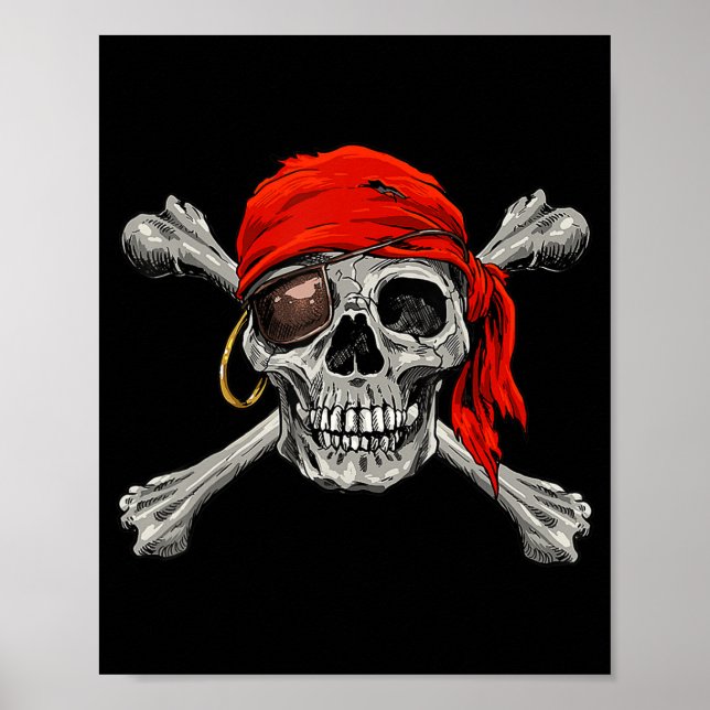 Affiche Jolly roger Pirate Skull Crossbones Halloween Coût (Devant)
