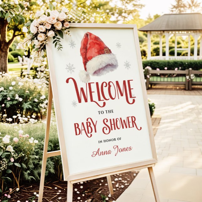 Affiche Jolly Santa Hat Baby Shower Welcome Sign (Créateur téléchargé)