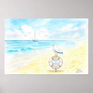 Affiche Jon Seagull - Paix & Amour Sauvent le Monde