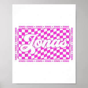 Affiche Jonas À damiers Prénom I Love Jonas Hearts 80s