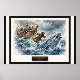 Affiche Jonas et la Baleine — Aquarelle Libre