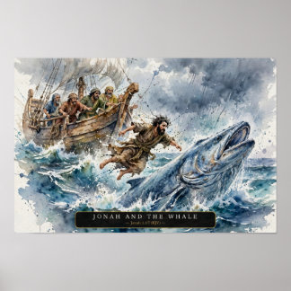 Affiche Jonas et la Baleine — Aquarelle Libre