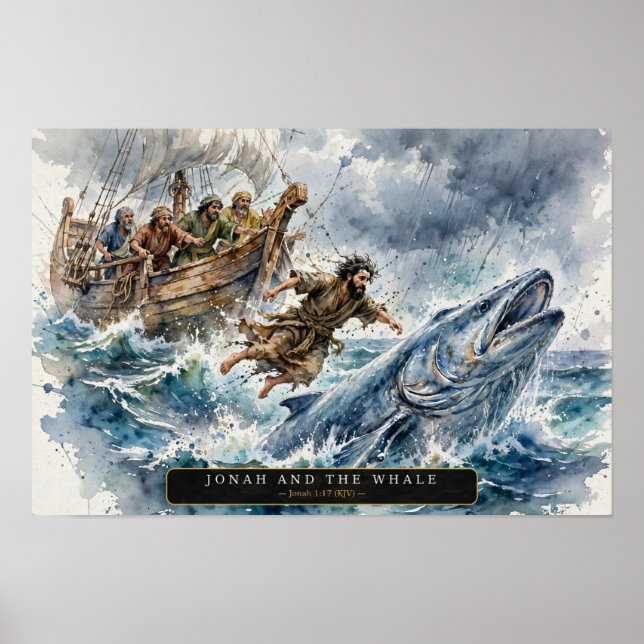 Affiche Jonas et la Baleine — Aquarelle Libre (Devant)