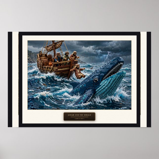Affiche Jonas et la Baleine — Art en briques de constructi (Devant)