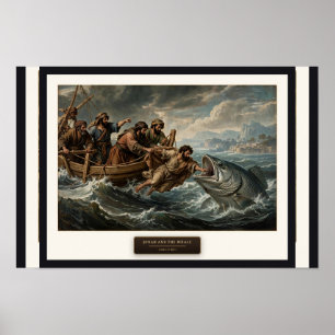 Affiche Jonas et la Baleine — Style de Léonard de Vinci