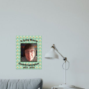 Affiche Jonquille blanche sur photo souvenir verte