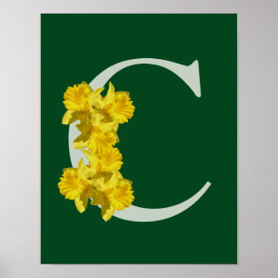 Affiche Jonquille Monogramme Initiale C