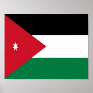 Affiche Jordanie - Asie - Drapeau -