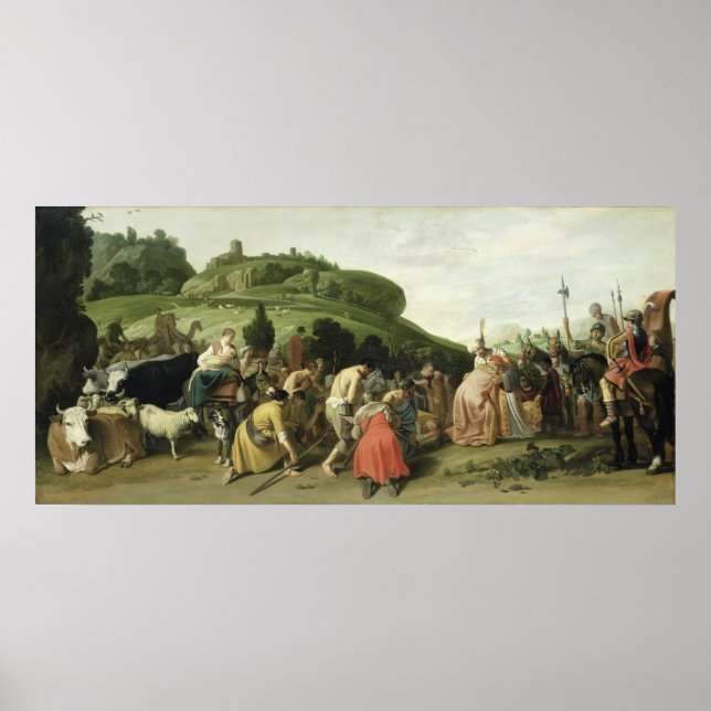 Affiche Joseph reçoit son père en Egypte, 1628 (Devant)