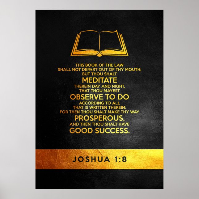 Affiche Joshua 1:8 Verset biblique (Devant)