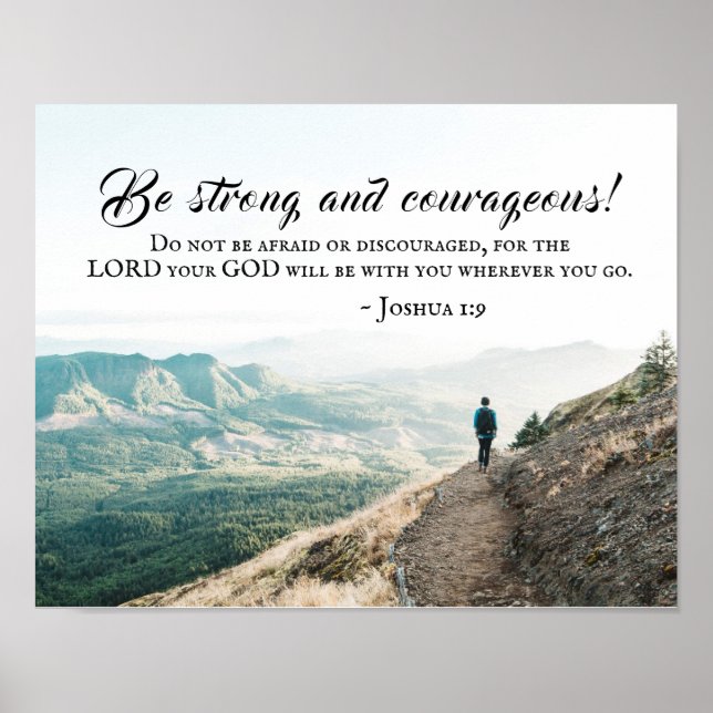 Affiche Joshua 1:9 Be Strong and Courageous, Bible Versets (Devant)