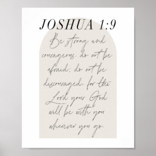 Affiche Joshua 1:9 Mini Boho Arc Beige Script