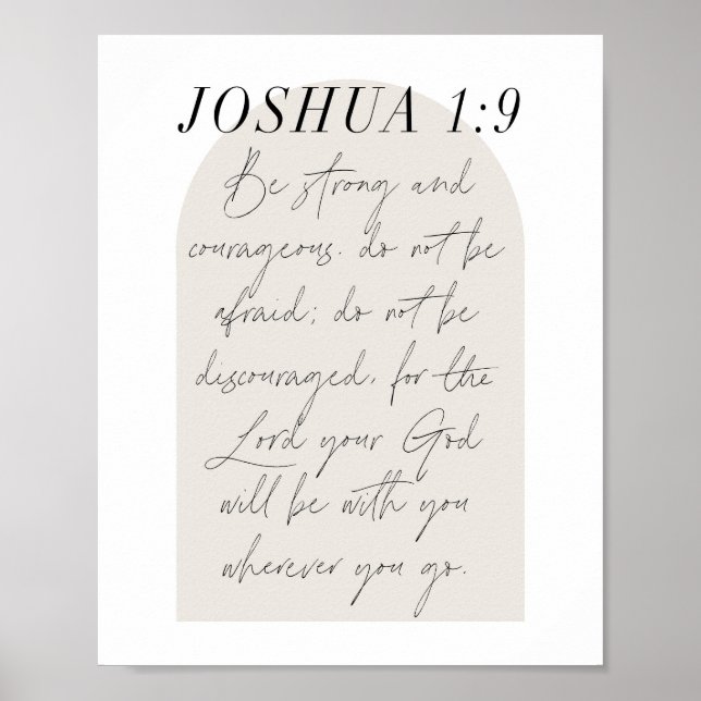 Affiche Joshua 1:9 Mini Boho Arc Beige Script (Devant)