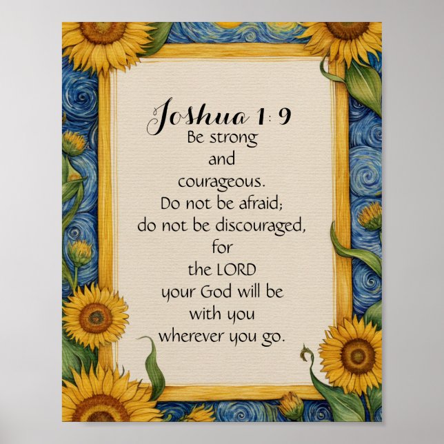 Affiche Joshua 1:9 NIV Bible Verse Art (Devant)
