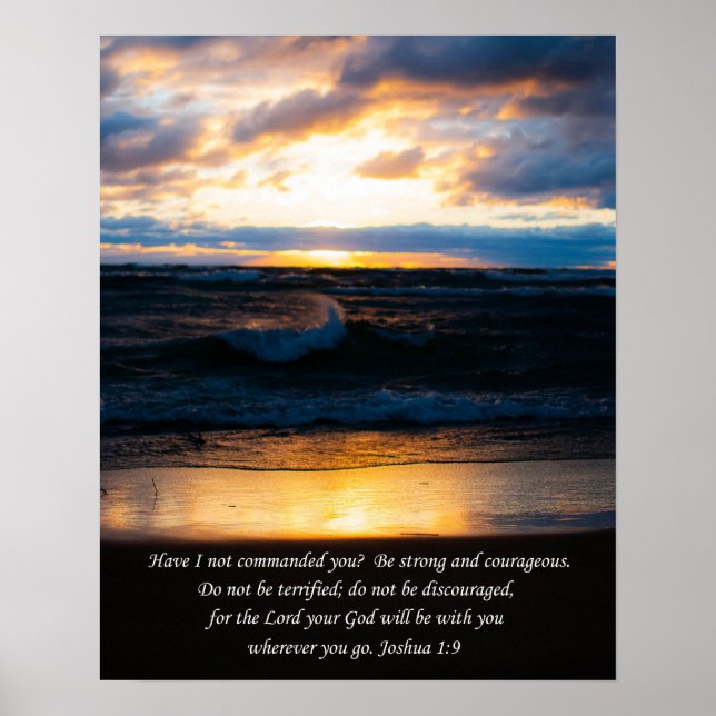 Affiche Joshua 1:9 photo coucher du soleil (Devant)