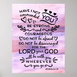 Affiche Joshua 1 9 Soyez fort de la Bible Scripture Verse