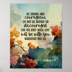 Affiche Joshua 1:9 Soyez fort et courageux aquarelle
