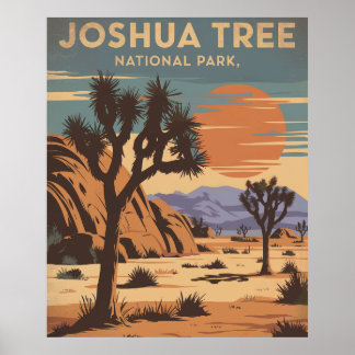 Affiche Joshua Tree californie paysage coucher de soleil d