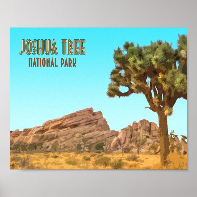 Affiche Joshua Tree National Park Californie Vintage (Devant)