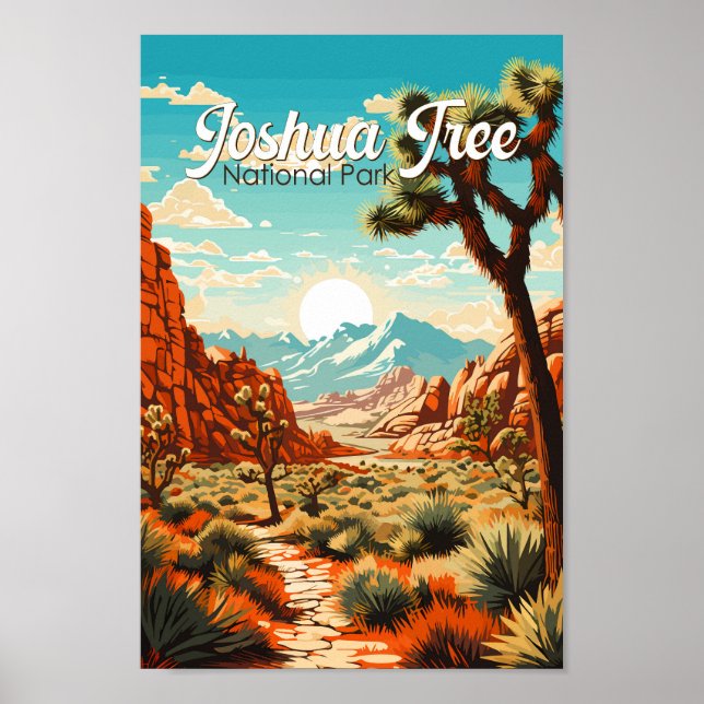 Affiche Joshua Tree National Park Illustration Retro (Devant)
