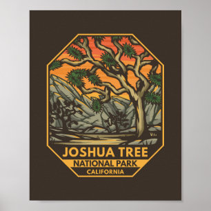 Affiche Joshua Tree National Park Sunset Retro Emblem
