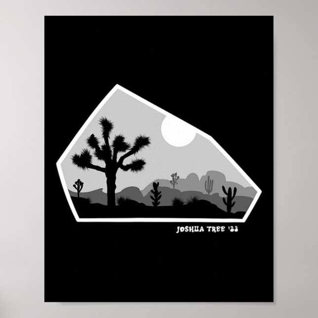 Affiche Joshua Tree Retro Boulder Sombre  (Devant)