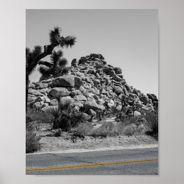 Affiche Joshua Tree Rocks with Road - California Photo (Devant)