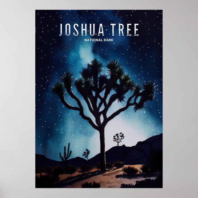 Affiche Joshua Tree Stars de nuit Cactus (Devant)
