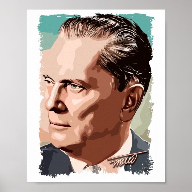 Affiche Josip Broz Tito, président de la Yougoslavie Coule (Devant)