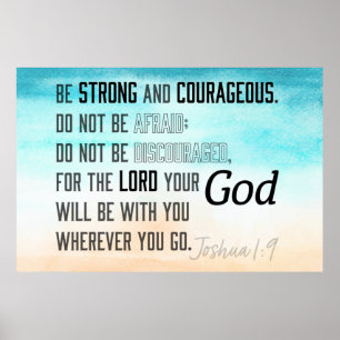 Affiche Josué 1:9 Bible Verse puissant et courageux