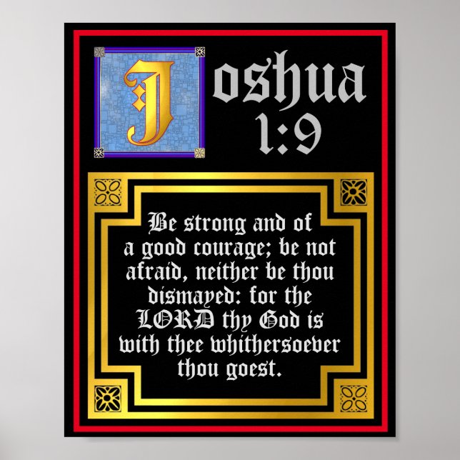 Affiche Josué 1:9 Verse biblique de l'Ancien Testament écl (Devant)