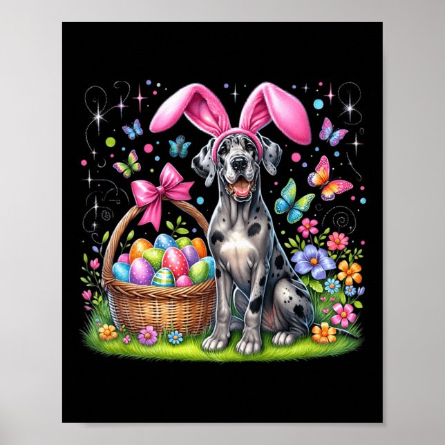 Affiche Jote Bunny Grand Chien Danse Pâques Oeufs Pâques P (Devant)