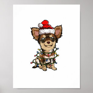 Affiche Jote Chihuahua Père Noël Feux de Noël Joyeux Noël